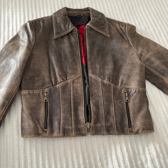 Guess Emma Chamberlain Leather Jacket. Sz L - Picture 8 of 13